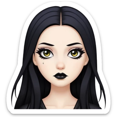pretty long hair gothic baddie with eyeliner sticker