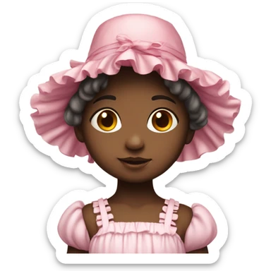 Little girl with pink frilly flower dress and little bonnet on head  sticker