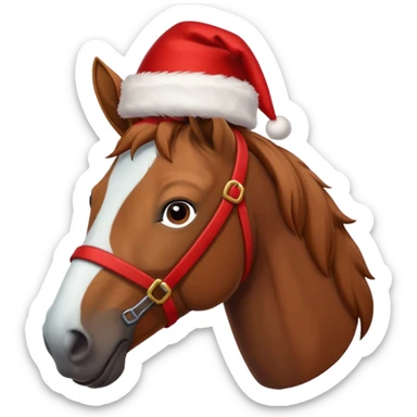 christmas brown horse with a red saddle sticker