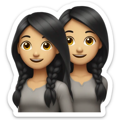smiling girl with black hair sticker