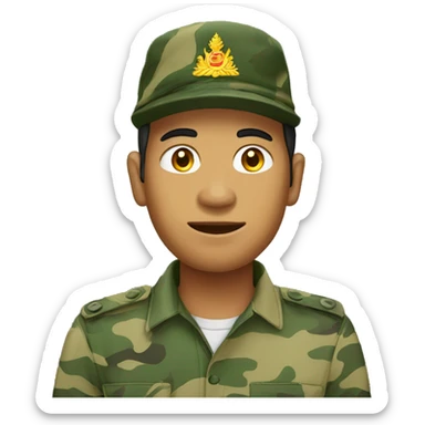 Cambodian man in camouflage saluting sticker