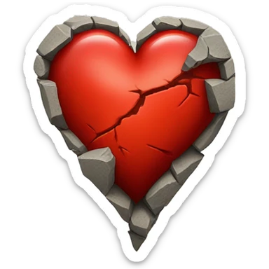 Red heart with a big crack from the top to the bottom sticker