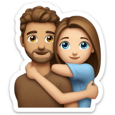girl with blue eyes and long gair hugging boyfriend photographer with brown eyes they are in love sticker