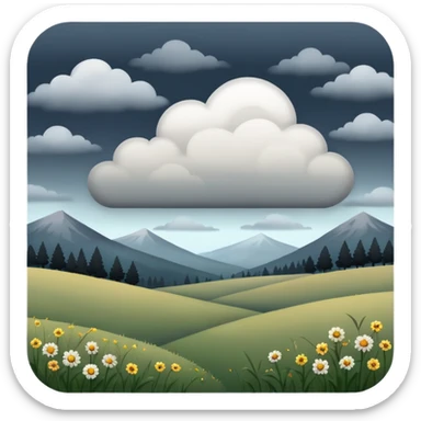 moody meadow emoji with overcast sky and dark color palette sticker