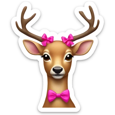 Deer with a hot pink bow on its head  sticker