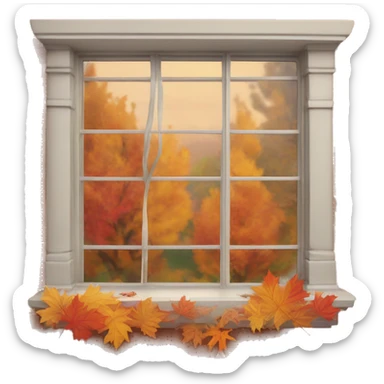 window sill with fall leaves sticker