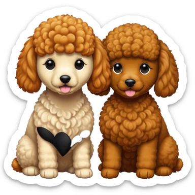 Poodles close to eachother but the other one is ginger color and other is black color sticker