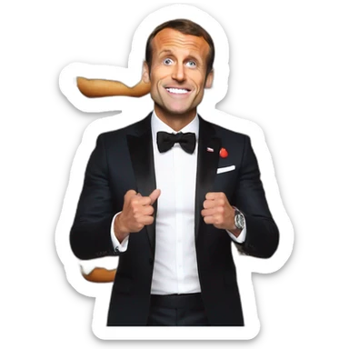 Emmanuel Macron avec the Rock mangeant des burgers sticker