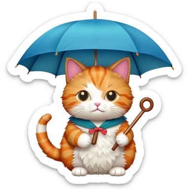 cat holding an umbrella made of sushi sticker