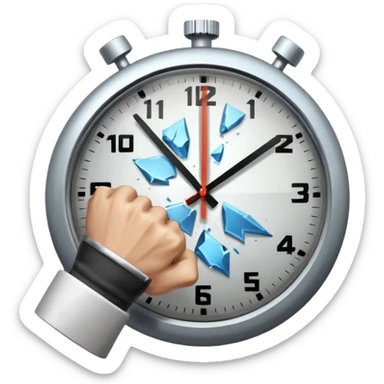 a fist hitting clock sticker