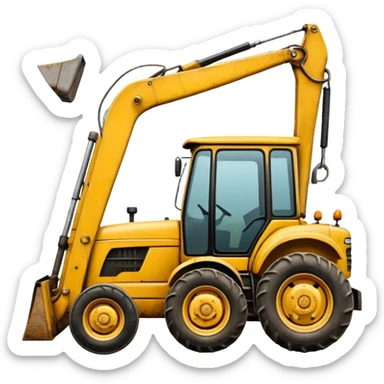 A tractor with a back hoe and a loader sticker