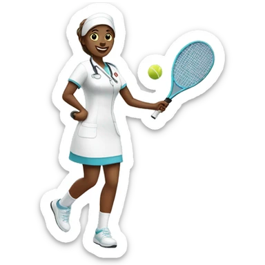 nurse playing tennis sticker