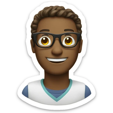 Emoji smiling with nerd glasses sticker
