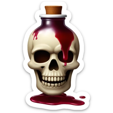 Potion jar in the shape of a skull with dark red liquid inside sticker