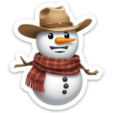 Snowman wearing cowgirl hat sticker
