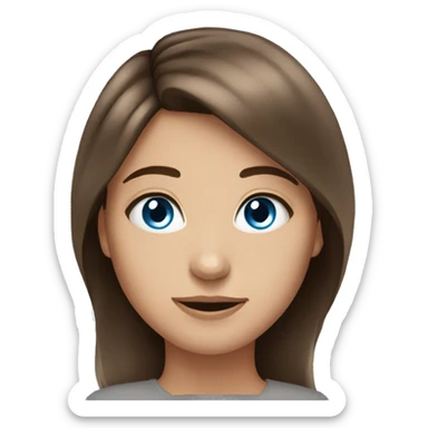 Pretty girl brown hair blue eyes sticker