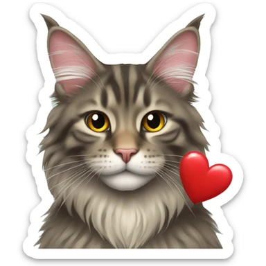 Maine coon holding a heart  sticker