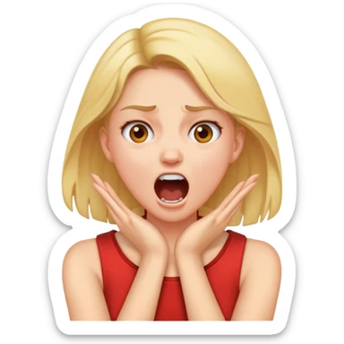 Girl having her hands on her neck yelling  sticker