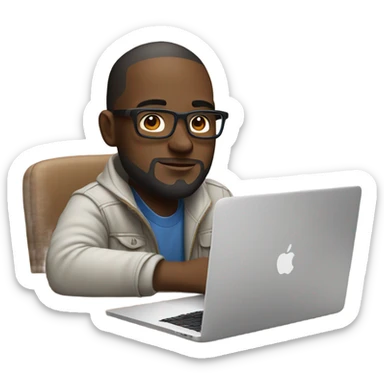 white-skinned male product designer sitting with macbook sticker