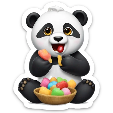 Oso panda comiendo chuches sticker