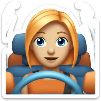 Blue eyed lady in an orange car  sticker