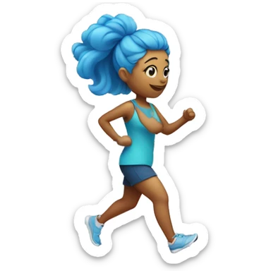 Girl with blue hair walking on treadmill sticker