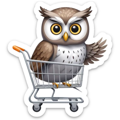 Twilio owl pushing a shopping cart sticker