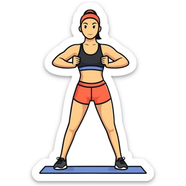athletic woman exercising in standing position sticker