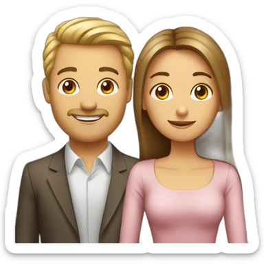 Homme blond et femme brune dans une boite sticker