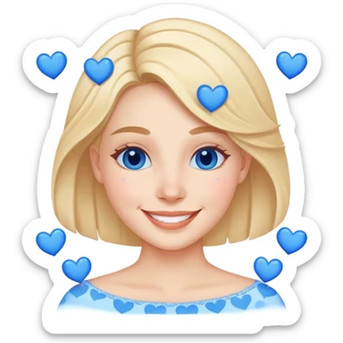 Cara de apaixonada com corações azuis sticker