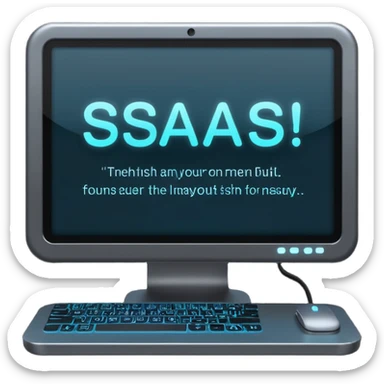 technical looking computer with text "SaaS" sticker