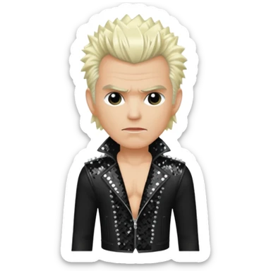Billy Idol with platinum blonde hair, black sequin outfit sticker