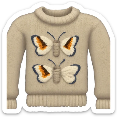 Knit sweater with butterfly design sticker