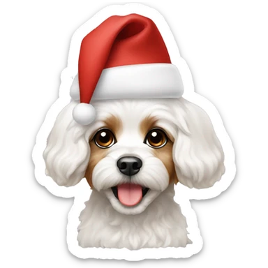 Cavachon with Christmas hat sticker