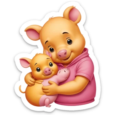 Winnie the Pooh hugging piglet  sticker