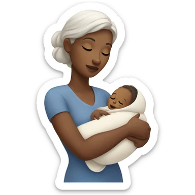 white mother holding her newborn baby sticker