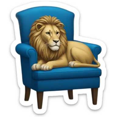Blue lion ON CHAIR sticker