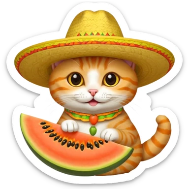 Cat with a sombrero and papaya  sticker
