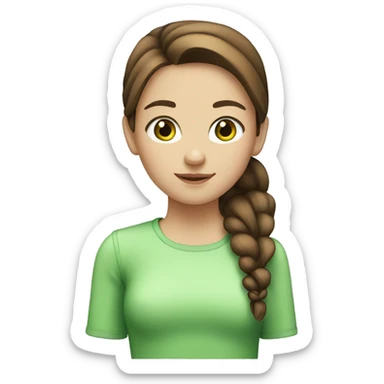 Girl with brown hair green eyes and ponytail sticker