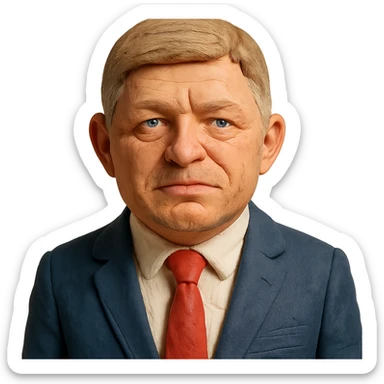 portrait of Robert Fico, Prime Minister of Slovakia in claymation style sticker
