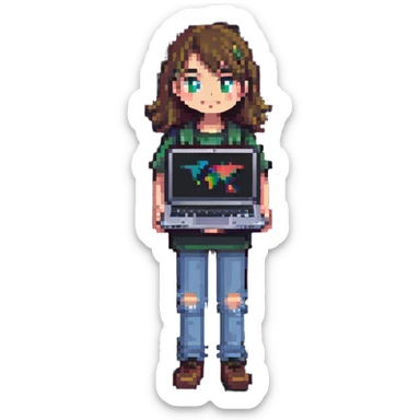 teenager with a laptop sticker