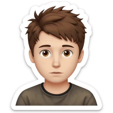 Create an emoji of YouTuber DavidMC's face - he has hair with short sides but a messy top, it is brown. It is not super curly and he has white skin sticker