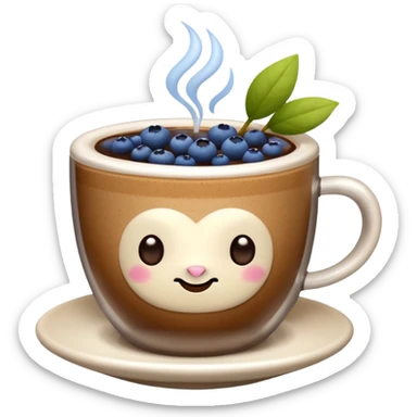 Slow brew coffee with blueberry flower design in a cup sticker