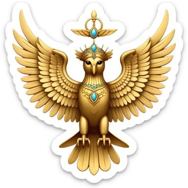 Ancient Persian Faravahar symbol with wings and human figure sticker