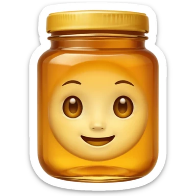 Jar of honey with a face  sticker