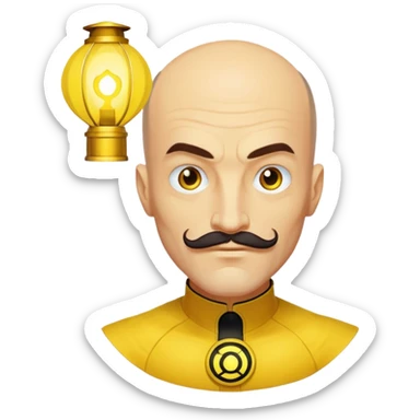 dc sinestro yellow lantern with mustache and balding head sticker