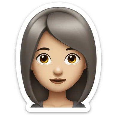 Asian girl with dark brown hair and dark brown eyes pretty sticker