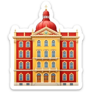 classic Stockholm building, yellow and red sticker