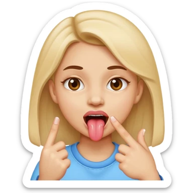 fille doigt entre les dents tire la langue sticker