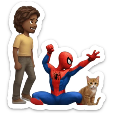 Spider man qui demande un chat sticker